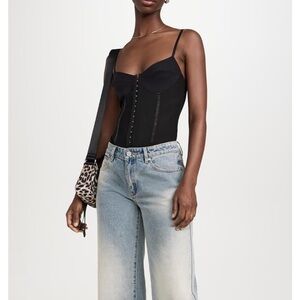Free people black mesh corset bodysuit size XS